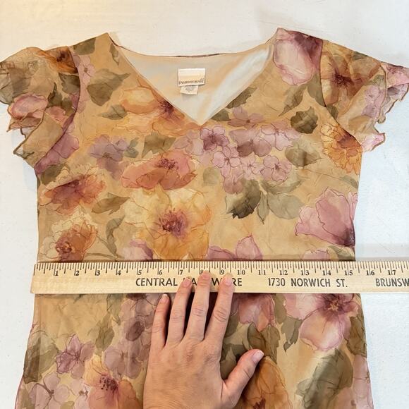 Vintage Fashion Bug Textured Floral Sheath Dress Sz 8 Yellow Purple Boho Flowy - Picture 8 of 10